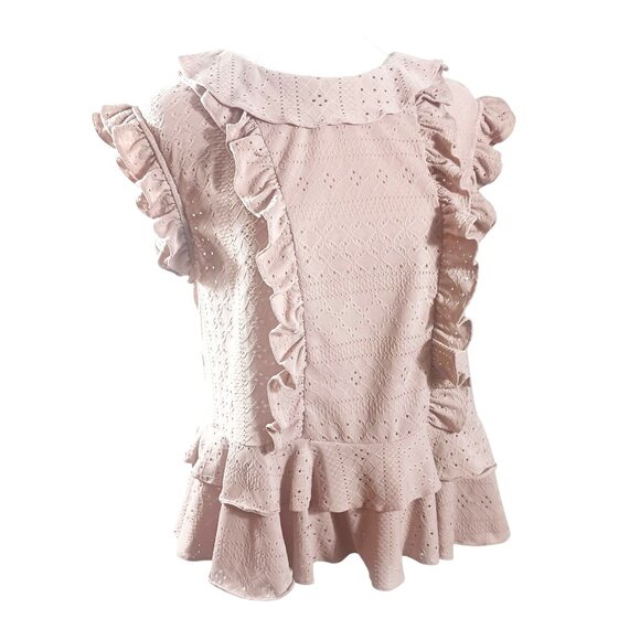Anthropologie Tops - Anthropologie, Blue Tassel, Women's Top, Large, Dusty Pink, Peplum and Ruffles